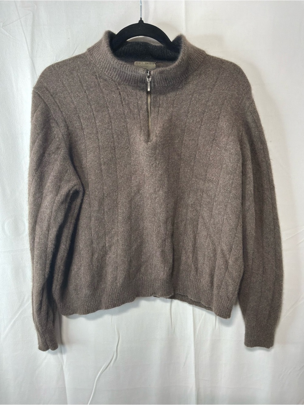 Soft Ribbed Half-Zip Sweater in Taupe
